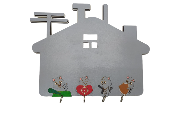 Ключница Домик с котиками